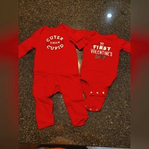 My First Valentine's Day onesie and Valentine's romper size 12-18months